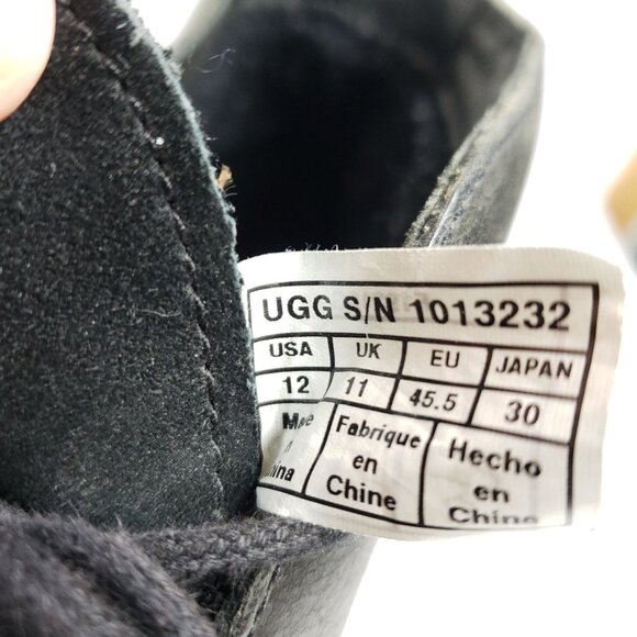UGG Mens Size 12 Black Leather & Suede Fleece Lined Chukka Boots main image 9